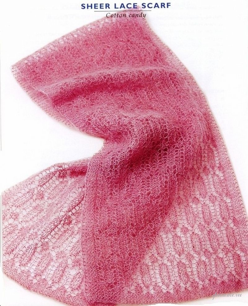 описание и схема вязки ажурного шарфа и берета