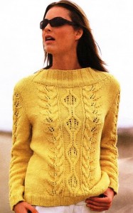 яркий пуловер спицами