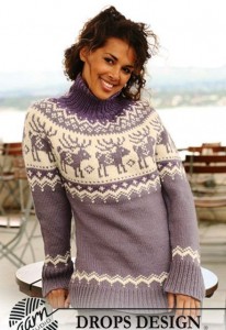 вязаный свитер с норвежскими узорами