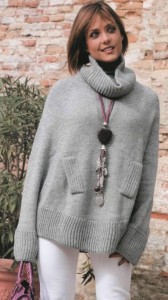 вязаный свитер-пончо