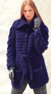 вязаное короткое пальто