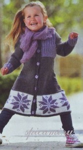 вязаное пальто для девочки