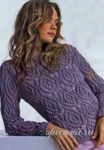 ажурный пуловер спицами