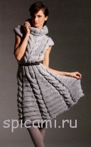 красивое вязаное платье спицами