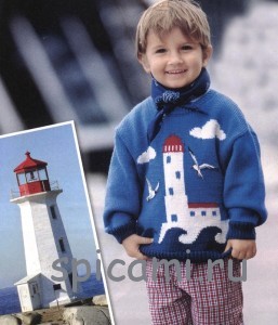 вязаный свитер для мальчика с рисунком