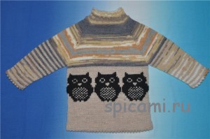 вязаный свитер с совами