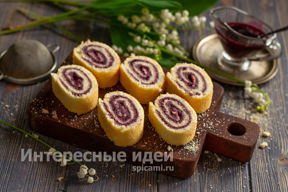 Рулет удачного бисквита - пышный и мягкий