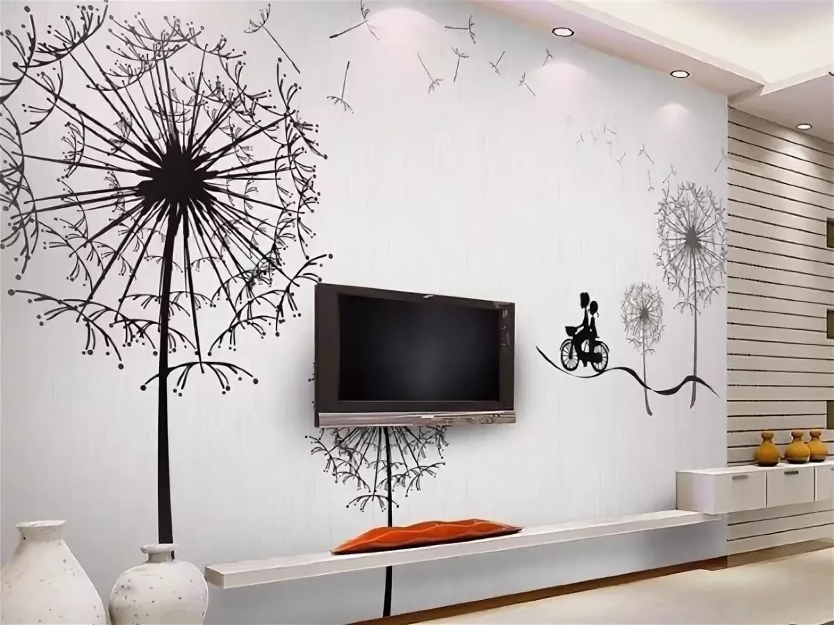 декор стен в черно-белом цвете