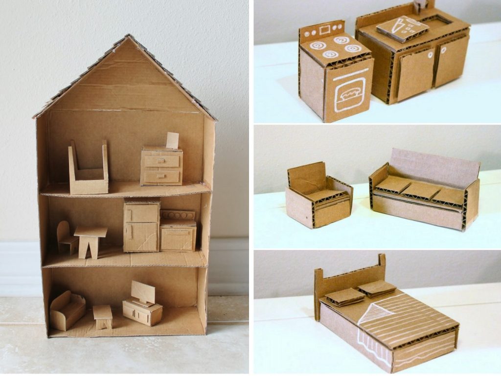 Мебель из картона для кукольного домика