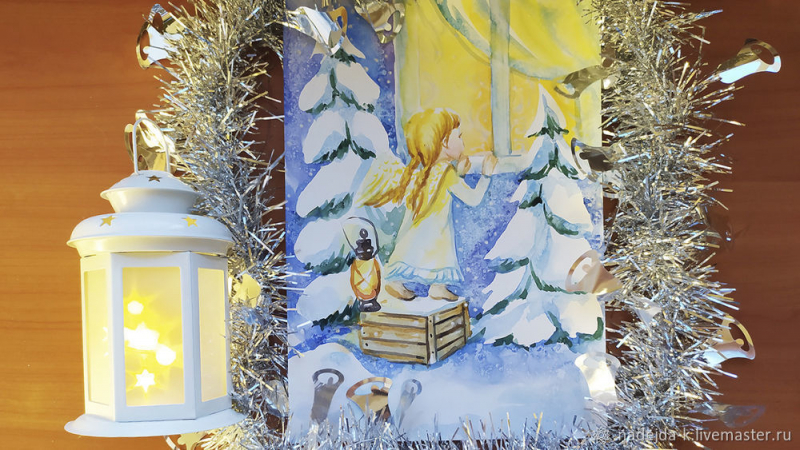 Рисуем акварелью открытку на Рождество